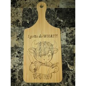 Engraved Cutting Board Highland Cow Decor Bamboo 11x5 Cute Kitchen